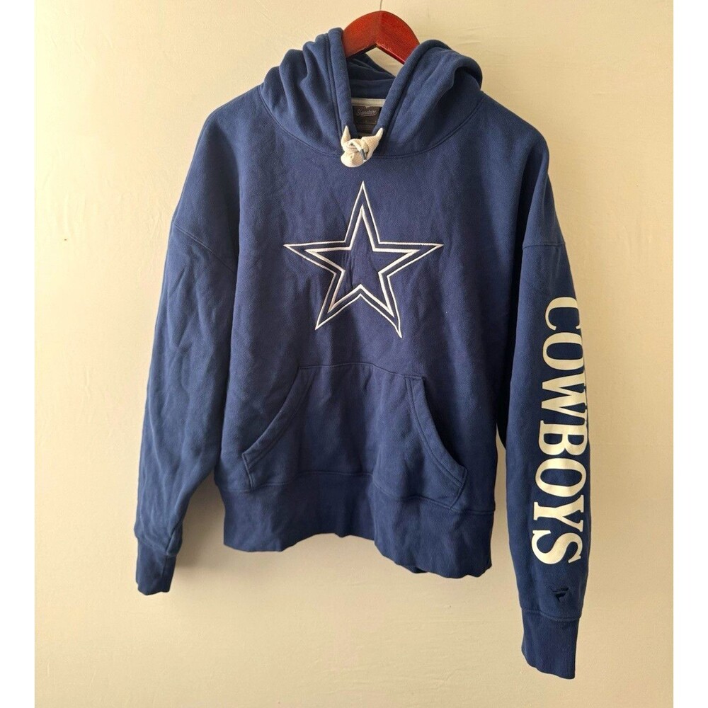 Fanatics Signature Dallas Cowboys Pullover Hoodie Blue Fleece Pockets Men's L